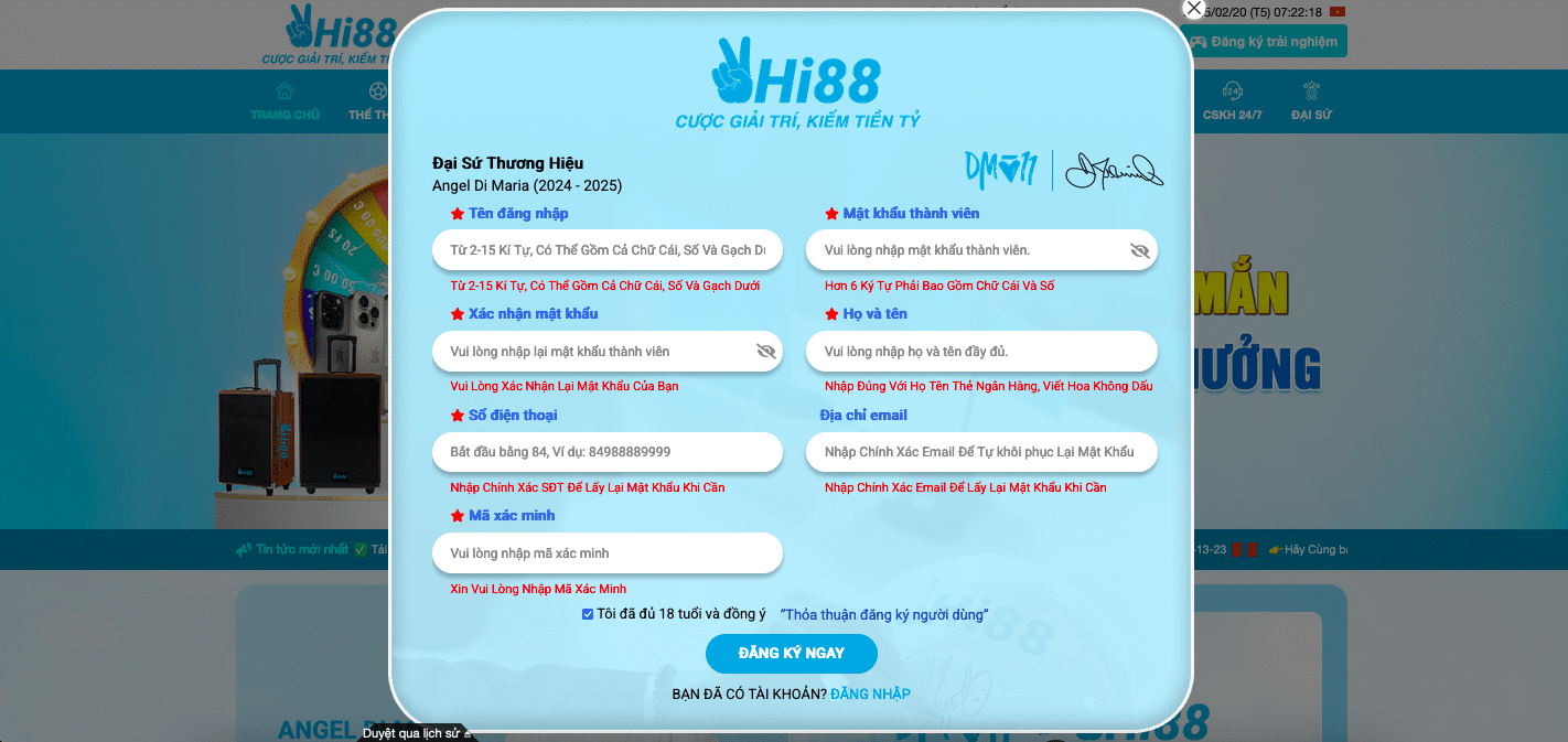 dang ky tai khoan hi88