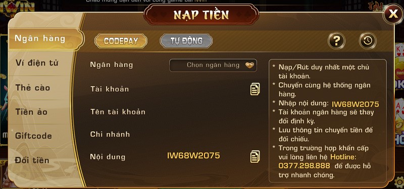 nạp tiền iwin club