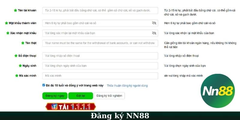 Hướng dẫn đăng ký tài khoản NN 88 siêu dễ