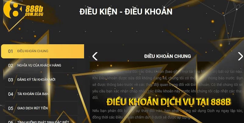 Điều khoản sử dụng 888B được quy định vô cùng chặt chẽ