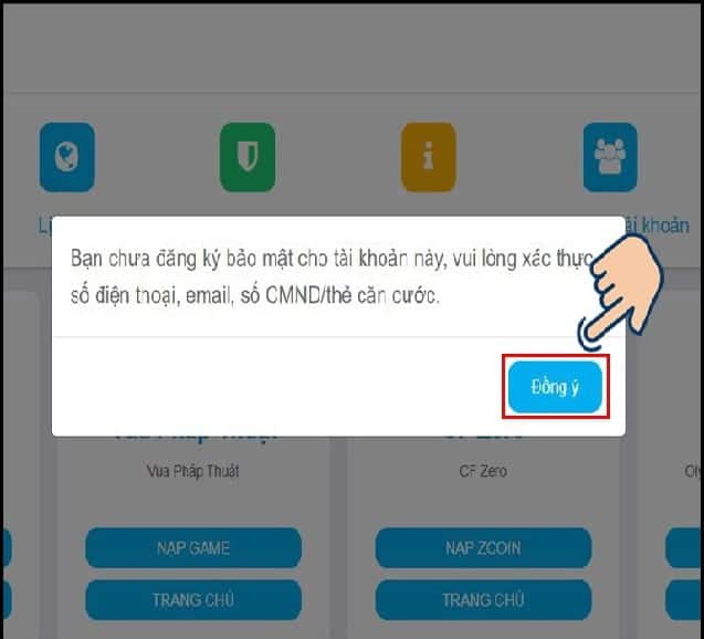 Bấm đồng ý
