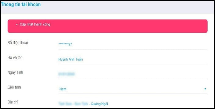 Cập nhật thành công