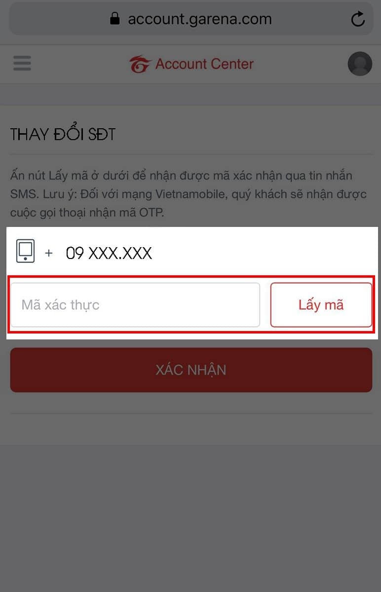 Lấy mã xác nhận ở tab 2 dán vào tab 1