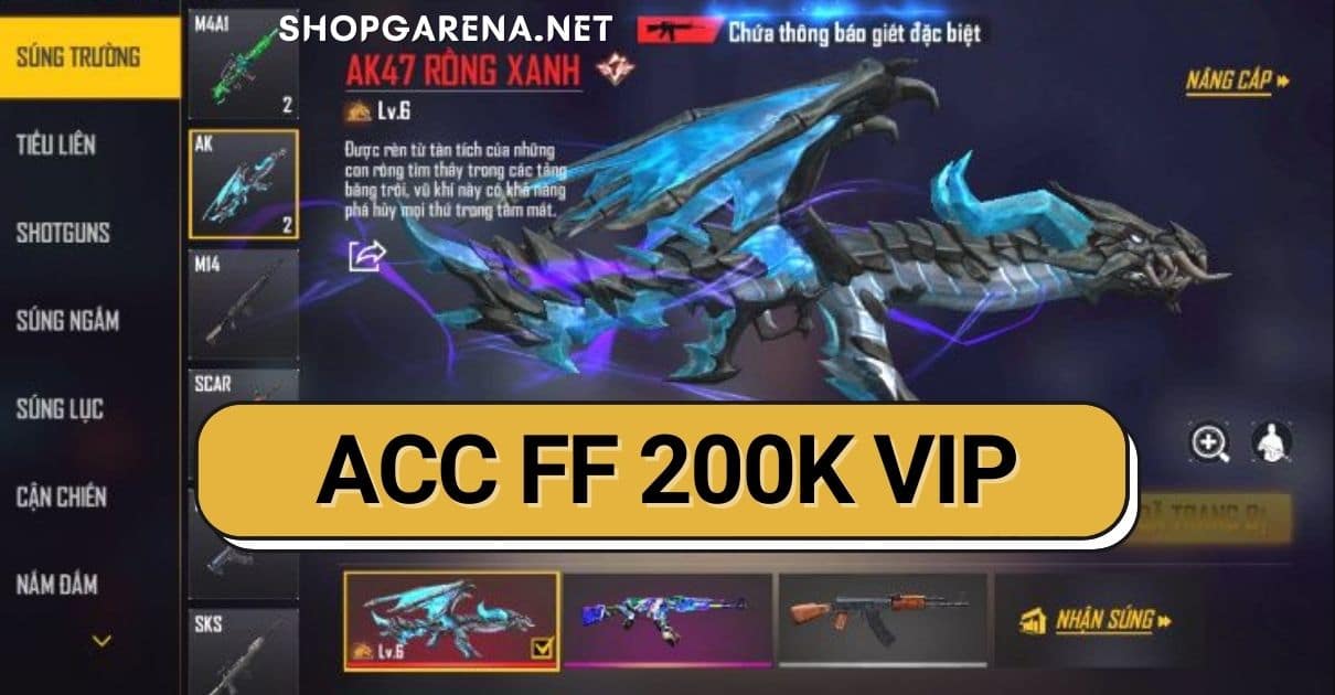 Acc FF 200k Vip