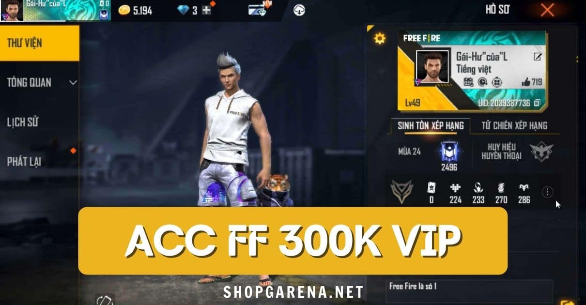 Acc FF 300k Vip