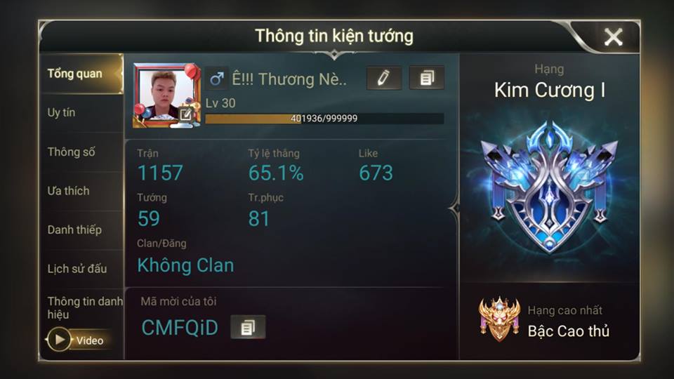 Ảnh Nick Liên Quân Rank Kim Cương cực hot