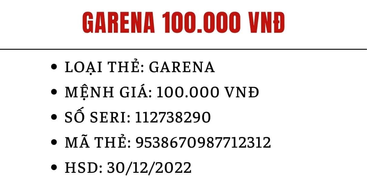 Ảnh Thẻ Garena 100k Chưa Cào chưa ai nạp