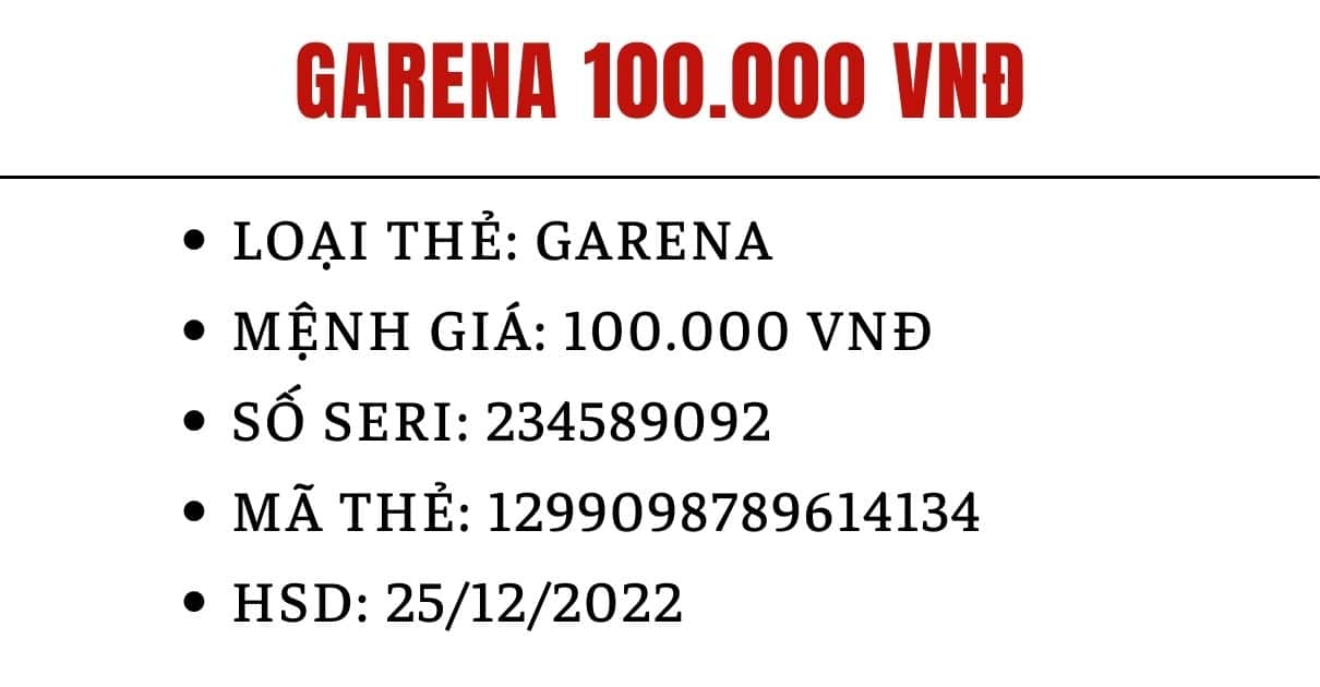 Ảnh Thẻ Garena 100k Mới chưa nạp mới nhất