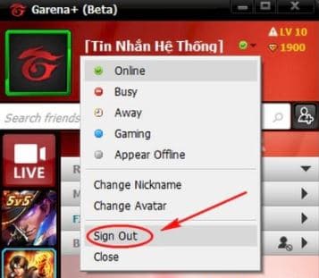 Các bạn nhấn vào Sign Out để thoát ra