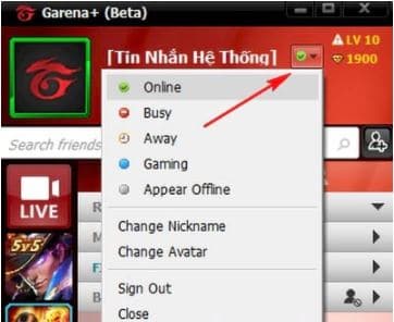 Chọn vào mũi tên màu đen trỏ xuống
