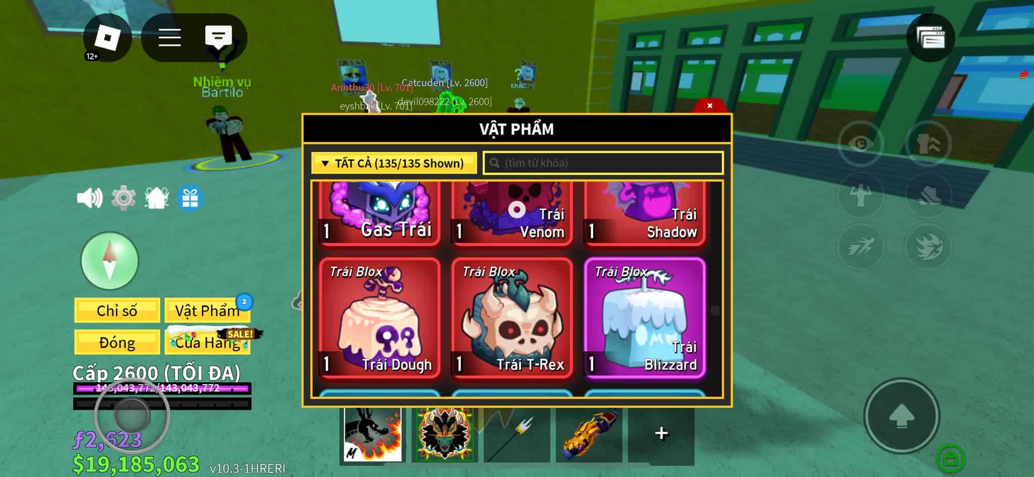 Ảnh acc Blox Fruit lv 2600 free