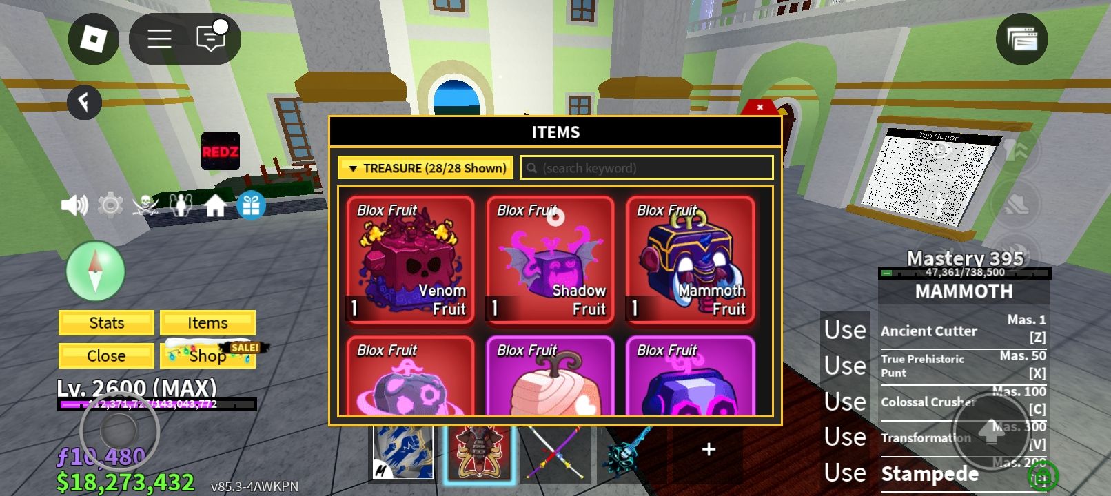 Ảnh acc Blox Fruit lv 2600 miễn phí