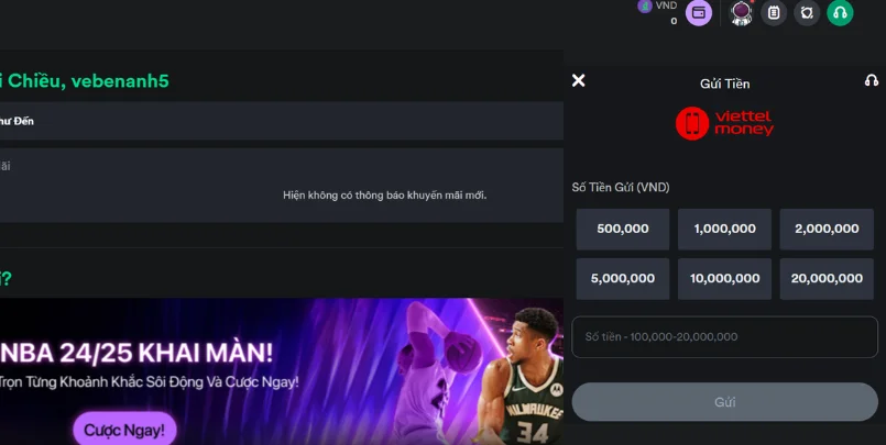 Nạp tiền V9BET