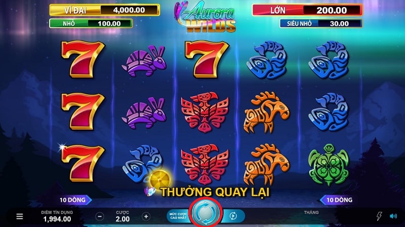 Giao diện trò chơi Aurora Wilds tại slot game w88