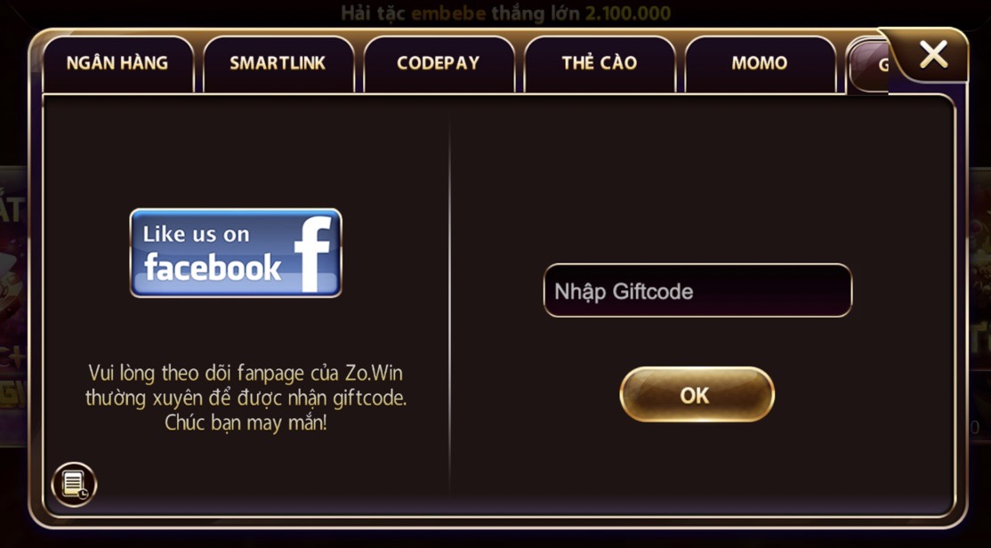 Giftcode Zowin 2023